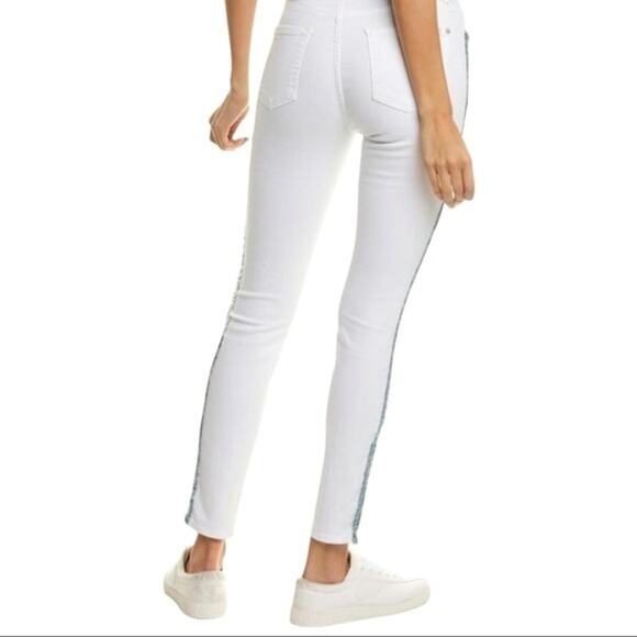 7 For All Mankind White High Waist Ankle Fringe Seam Skinny Jeans Size 26 NWT - Picture 3 of 16